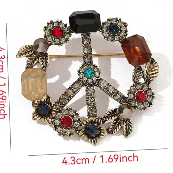 🌺 🌺 🌺 Peace Sign Vintage Style Brooch - Picture 2 of 3